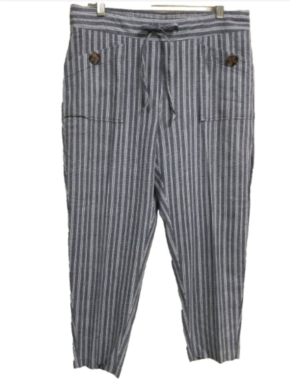 NYCC New York Clothing Co women siz 12 Crop Pants denim blue white stripe Casual